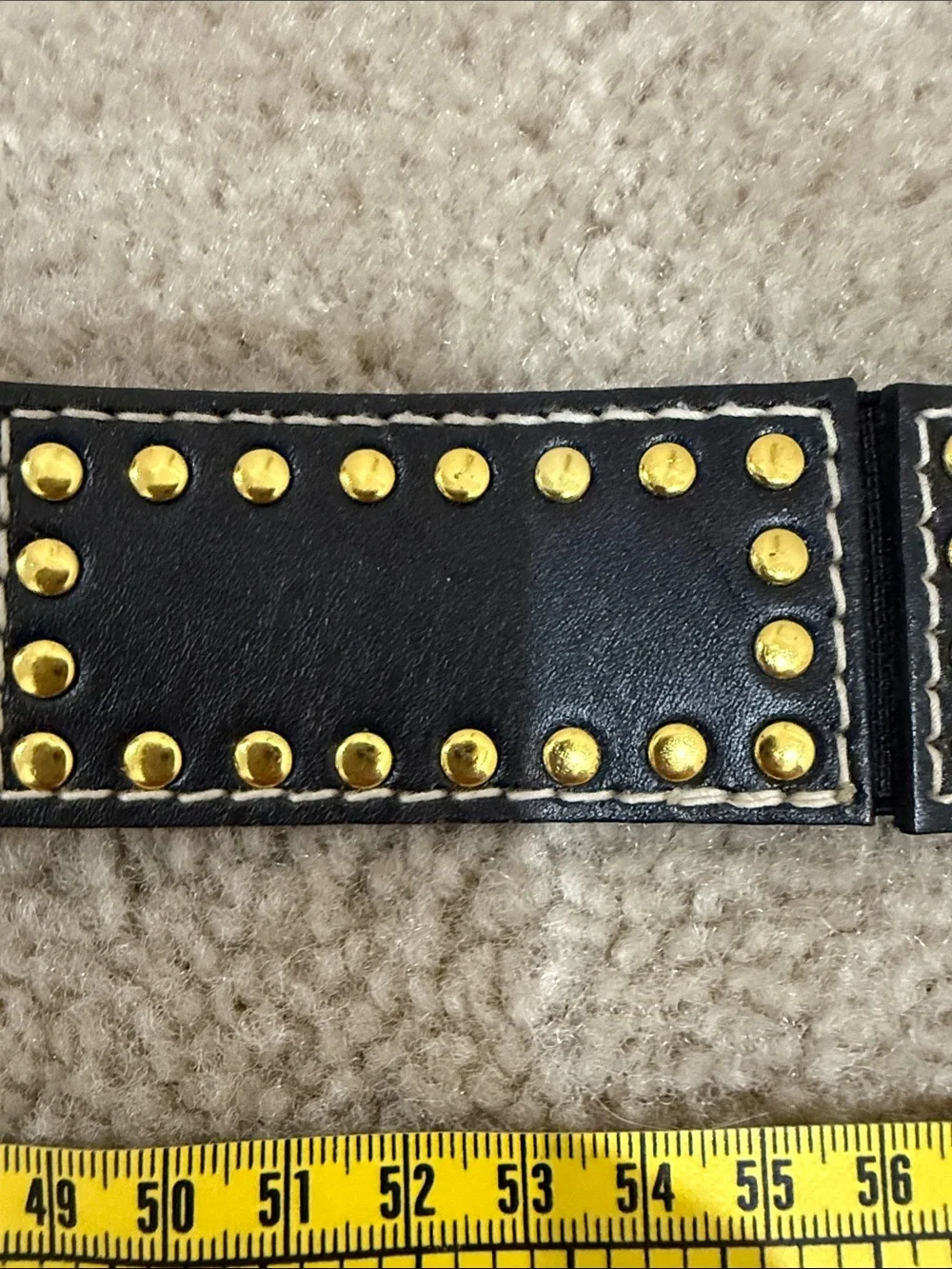 Michael Kors Black Leather Belt with Gold Studs and Buckle